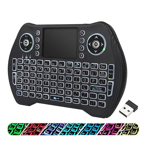 EASYTONE Backlit Mini Wireless Keyboard Touchpad Mouse Combo with  Rechargable Li-ion Battery Multi-Media Keys, Handheld Keyboard for Android  TV Box, - Main Image