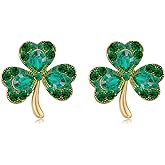 MUYAN St Patricks Day Shamrock Earrings for Women, Green Clover Horseshoe Stud Earrings for Irish Festival Jewelry