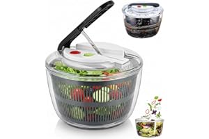 LAISANIM Salad Spinner, 3L Manual Easy Press Lettuce Vegetable Dryer with One Touch Brake Button Non Slip Base, BPA Free PP S