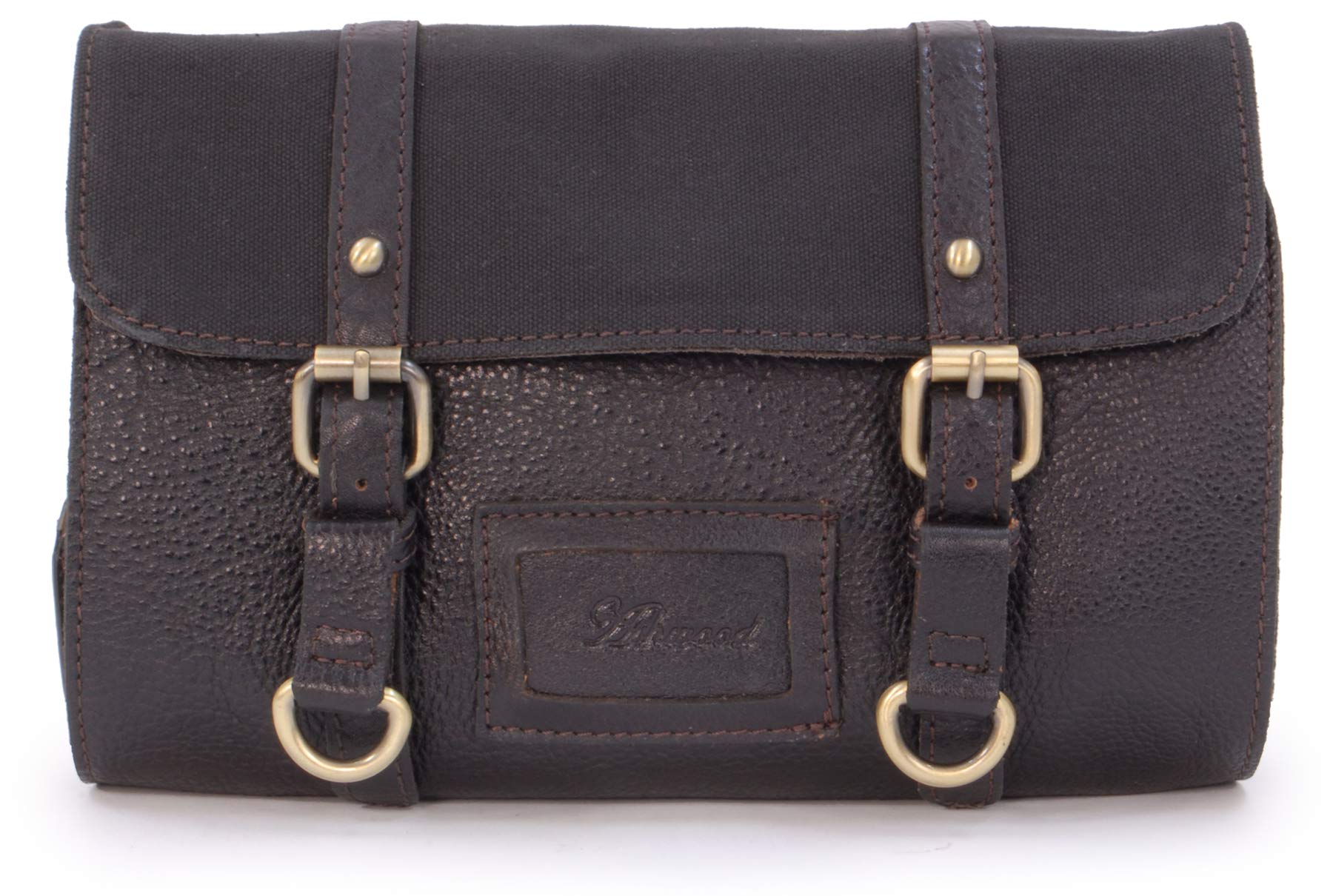 Ashwood - Men's Travel Toiletry Bag - Leather and Canvas - Medium Wash Bag - Hanging Cosmetic Case - Hammersmith 7010 - Brown