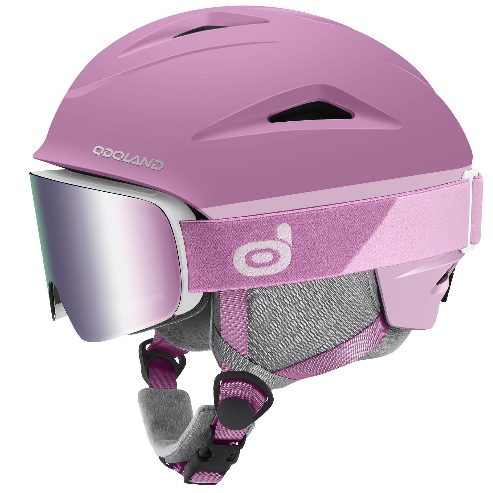 Photo 1 of Odoland Ski Helmet, Snowboard Helmet with Ski Goggles for Adults and Youth, Audio Compatible, Shockproof, Windproof, Safety Snow Sports Helmet and Protective Glasses for Women, Light Purple, S