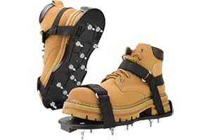 FIETODK Gunite Spiked Shoes, Fully Assembled Epoxy Shoes with 3/4" Short Spikes Perfect for Epoxy Floor, Overlays, Cover Installation (Black)