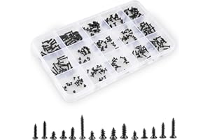 QTEATAK 300Pcs Black Laptop Notebook Computer Screw Replacement Kit Countersunk Self-Tapping Screws KA2 KA2.6 KA3