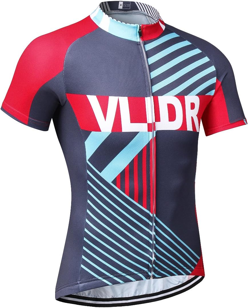 VLIDR Outdoor Sports Men's Short Sleeve Cycling Jersey Quick Dry Biking Bike Shirt Size L Red