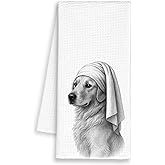 Dimurela Funny Dog Golden Retriever Bathroom Towels, Trendy Hand Towels Decor for Bathroom Kitchen, Cute Dish Towel Gifts for Dog Lovers Christmas, Retro Rustic Tea Bar Towel for Dorm Home 16x24in