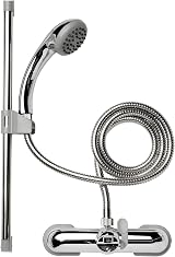 Croydex Shower Head and Hose Mixer Set with Riser Rail Chrome 1.5m