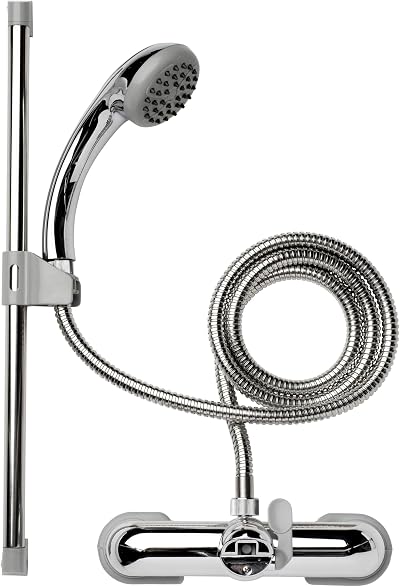 Croydex Shower Head and Hose Mixer Set with Riser Rail Chrome 1.5m