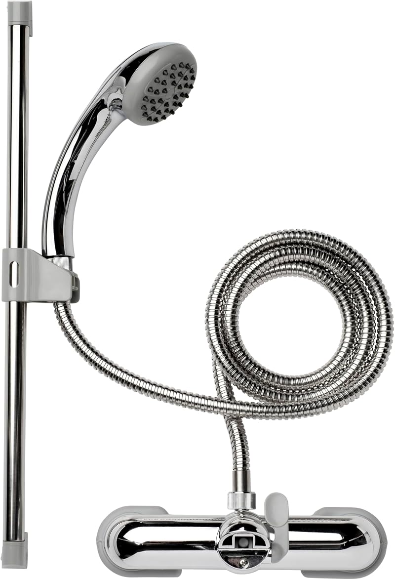 Croydex Shower Head and Hose Mixer Set with Riser Rail Chrome 1.5m