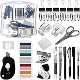 Colarr Mini Office Supply Kit Mini Stationary Kit Small School Supplies | Portable Travel Stationary, Mini Stapler, Scissors Pencil Sharpener Staple Remover Paper Clips Pen Note Telescopic Knife