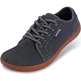 WHITIN Men's Wide Genuine Leather Barefoot Shoes | Minimalist Fashion Sneakers | Zero Drop Sole