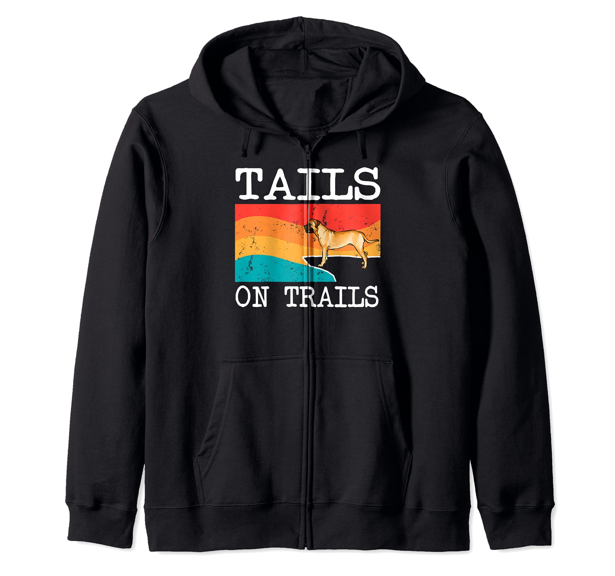 Tails On Trails Bullmastiff Dog Funny Hiking Zip Hoodie