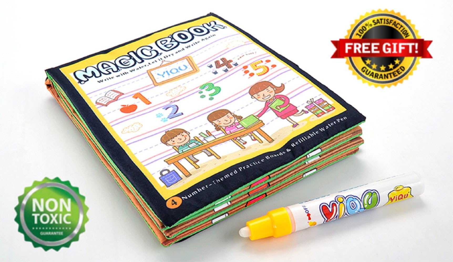 EZGOshop Water Activity Books Magic Water Drawing Coloring Painting Doodle Cloth Book for Toddlers with Water Pen and Gift (Numbers)
