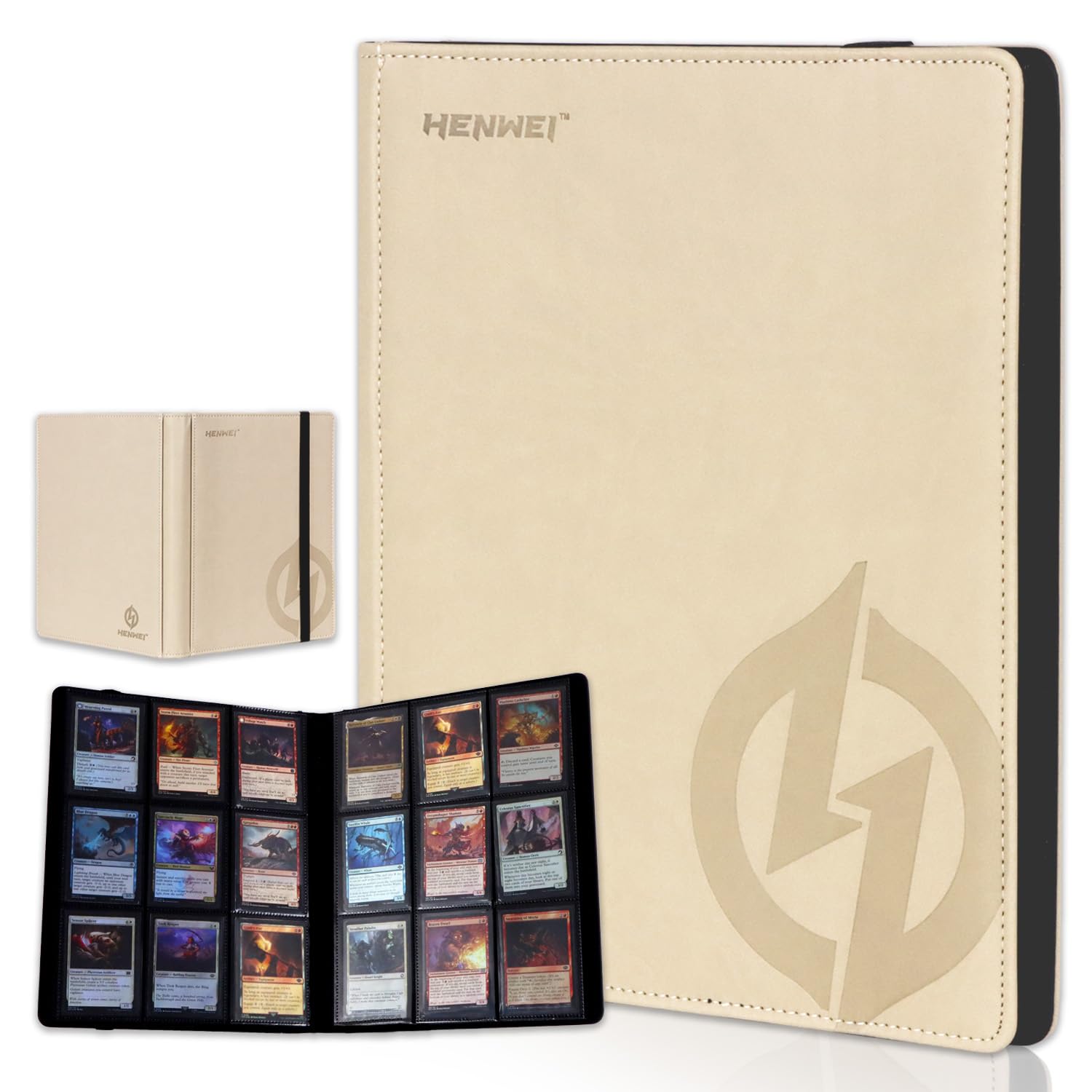 Photo 1 of 9 Pocket Trading Card Binder Sleeves Side Loading, 360-Card Capacity Waterproof PU Leather Trading Card Holder Album, Double-Sided Transparent Display Storage Sleeves for TCG, MTG,Sports Cards