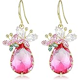 EleQueen Elegant Teardrop Crystal Dangle Fish Hook Earrings for Women, Dainty Waterdrop Jewelry Gift for Anniversary/Valentines day