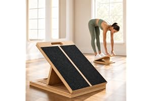 Frylr Slant Board for Exercise, Calf Stretch Board, Foot Stretcher, Portable Foldable Wooden Wedge with 500 lb Capacity, Non-Slip Design, Carry Handle for Home, Gym and Office, Natural Wood