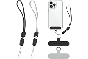 takyu Phone Lanyard Wrist Strap, Adjustable Wrist Lanyard for Around The Hand With Tether Tabs Compatible for iPhone Android Smartphones-2PCS Black Grey