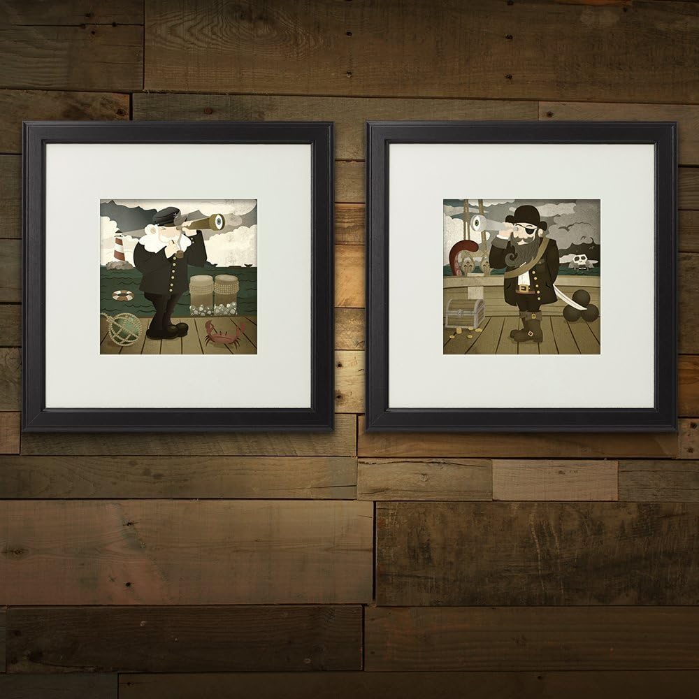 The Pirate Captain and The Naval Captain (Two 8 in x 8 in prints, no frame)