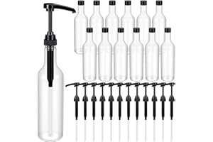Maxdot 12 Pcs 25 oz Syrup Bottles with Pump Long Neck Bottles Plastic Syrup Pump Dispenser for Coffee Bar Accessories Home Party