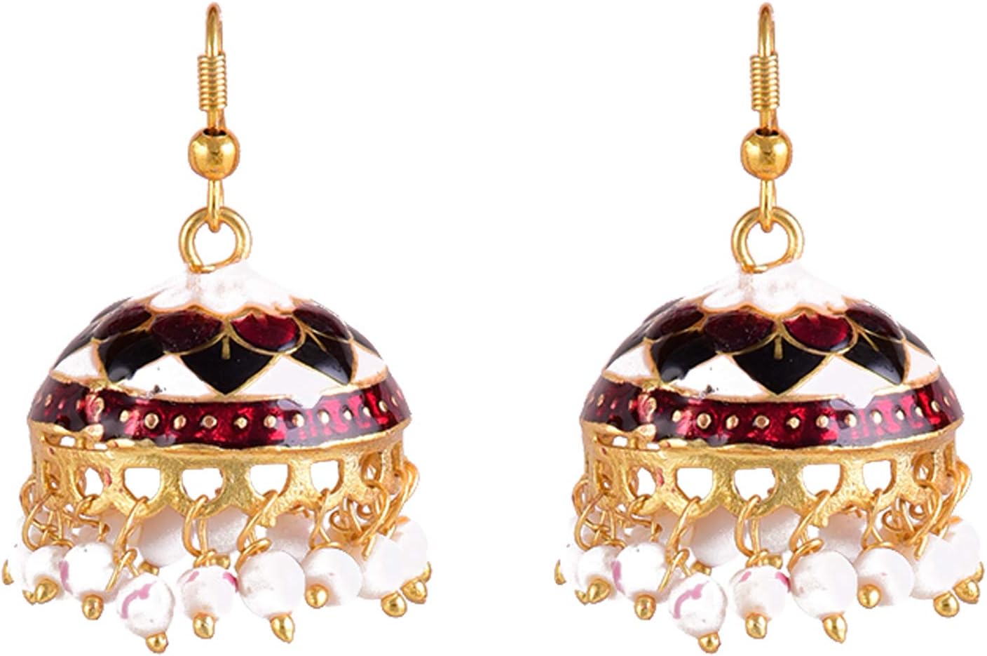 Sansar India Small Lightweight Meenakari Jhumka Indian Earrings Jewelry for Girls and Women