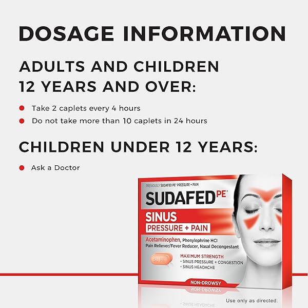 SUDAFED PE PRESSURE + PAIN MAXIMUM STRENGTH CAPLETS FOR ADULTS 24 EA (PACK OF 4)