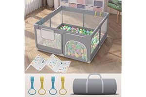 TKMYAQ Baby Playpen, Baby Playard with Mat 50''X50 Toddlers Fence Safety Kids Activity Center Anti-Slip Baby Play Fence No Gaps Breathable Mesh Infant Playpen