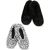 Panda Bros 2 Pairs Women's Ballerina House Slippers, Anti-Skid Comfy Warm Ballet Style Slippers