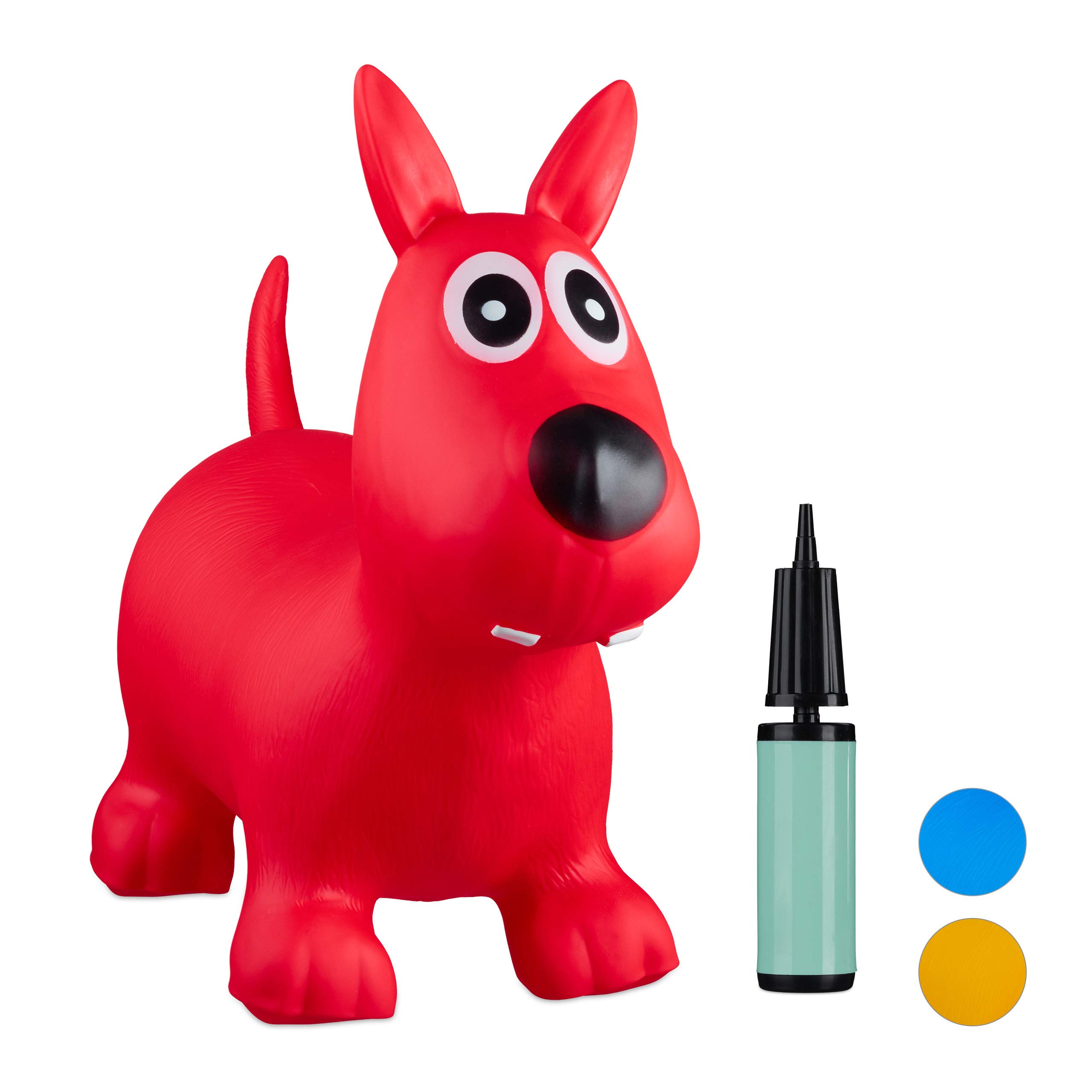 Relaxdays 10024990_47 Hopping Dog, Air Pump Included, Up to 50 kg, BPA Space Hopper, Red, H x W x D: app. 50 x 26 x 60 cm