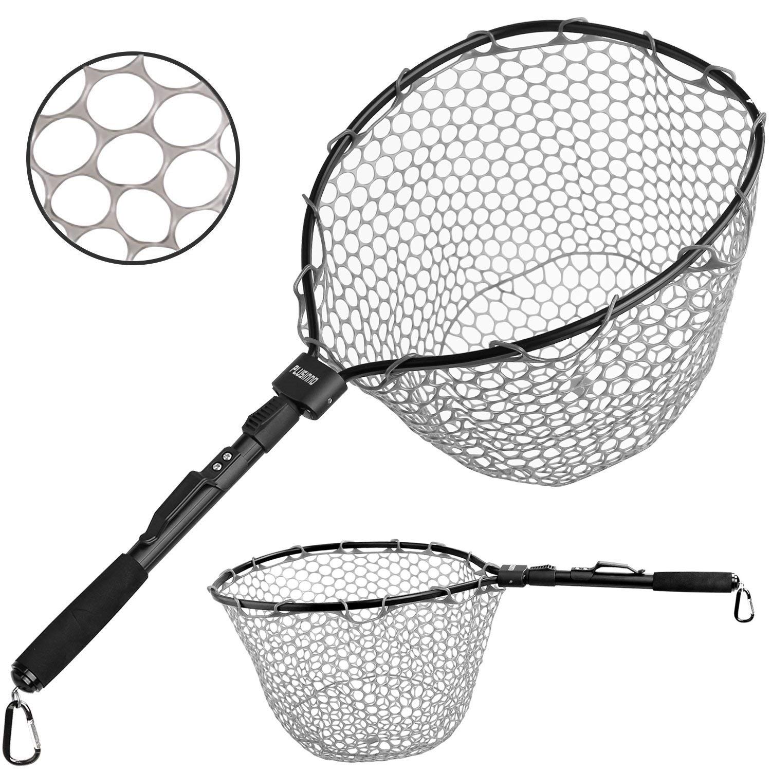 Photo 1 of PLUSINNO Fly Fishing Net - Trout Bass Net, Soft Rubber Mesh - Catch and Release - 16" x 13" Hoop Size