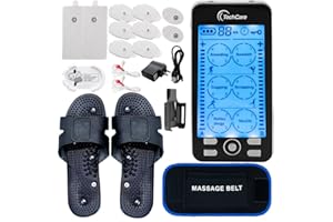 TECHCARE MASSAGER TechCare Plus 24-Mode TENS & EMS Dual-Channel Muscle Stimulator – Rechargeable Pain Relief Set with Massage Belt, Reflexology Shoes, Magnetic Therapy, Timer