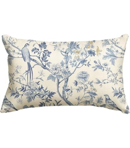 HEIFAM Chinoiserie Blue Floral Pillow Cover 12x20 - Decorative Spring Pillow Case For Sofa, Bedroom - View #3