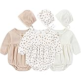 Ruliby Baby Girl Outfit Cotton Bubble Romper Floral Dress Infant Girls Clothes 3-pack