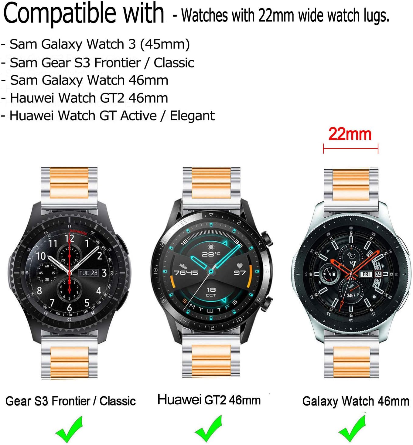 DEALELE Strap Compatible with Samsung Galaxy Watch 46mm / Galaxy 3 45mm - Image 4