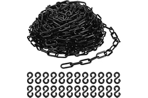 PATIKIL Plastic Chain Links, 100 Foot 2" Safety Barrier Chain Black for Crowd Control, Queue Line, Parking, Fence, Gate, Concert, Construction Site and Decoration