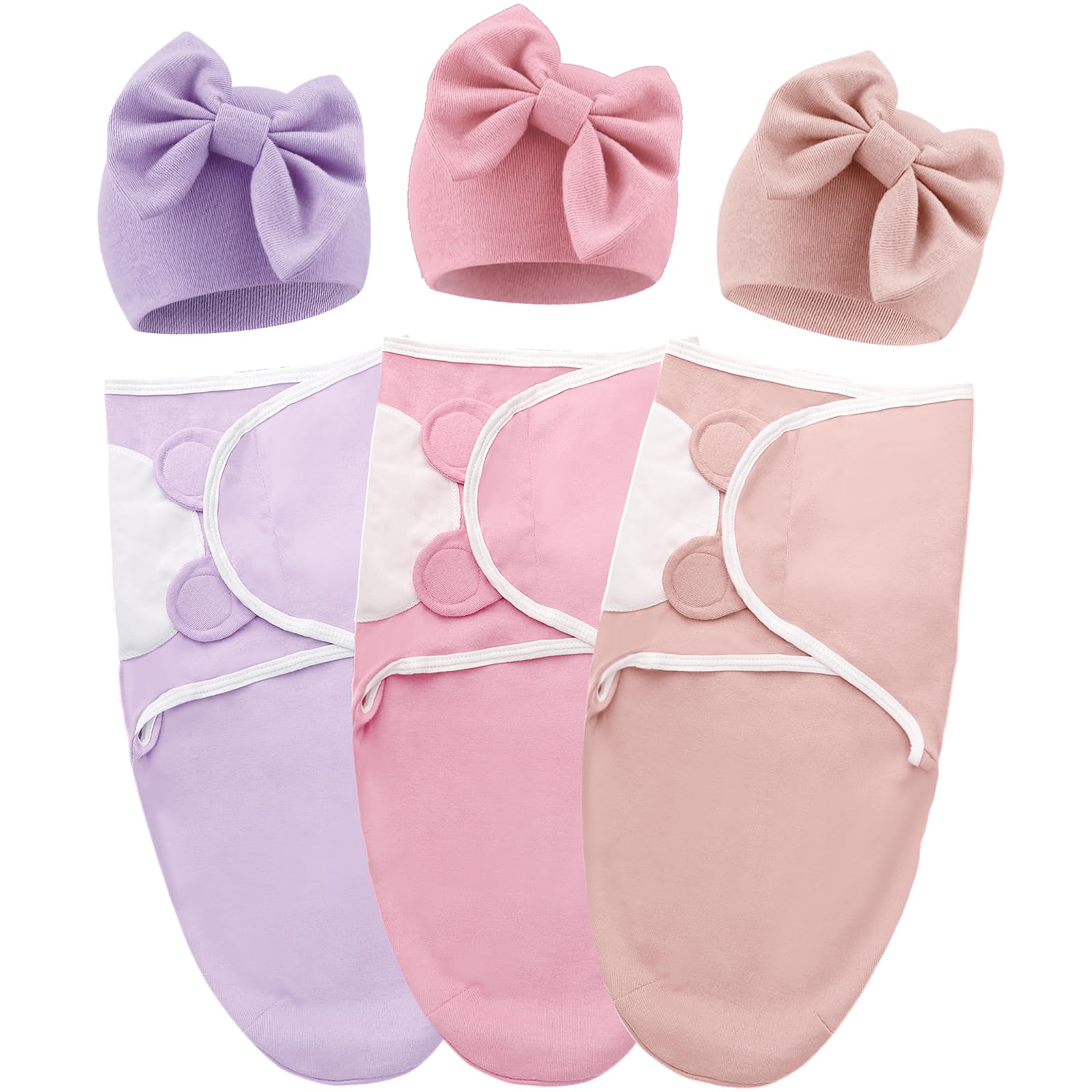 Photo 1 of AQOKKA Baby Swaddle Sleep Sacks with Big Bow Hats Cotton Adjustable Swaddle Blankets Wrap Nursery Swaddles for Newborns Boy Girl Infant 0-3 Months
