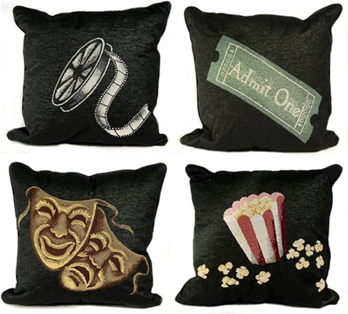 Deluxe Home Theater Pillows Set of 4 Home & Kitchen