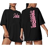Christian Shirts Women Oversized: Jesus Shirt Bible Verse Graphic Tshirts Church Short Sleeve Tee Tops Brown