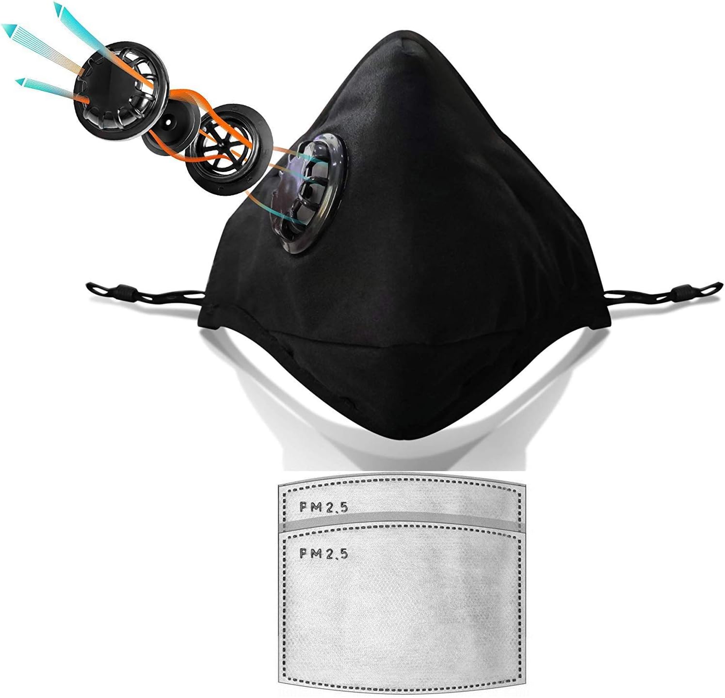 PM2.5 Anti Air Dust and Smoke Pollution Mask Washable Masks with 2 replaceable filters- Carbon Activated Face Mask,Cotton Washable Respirator Breathing Mask