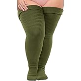 Neoviancia Plus Size Thigh High Socks for Thick Thighs Women- Thigh Highs Widened Extra Long Thick Knit Socks