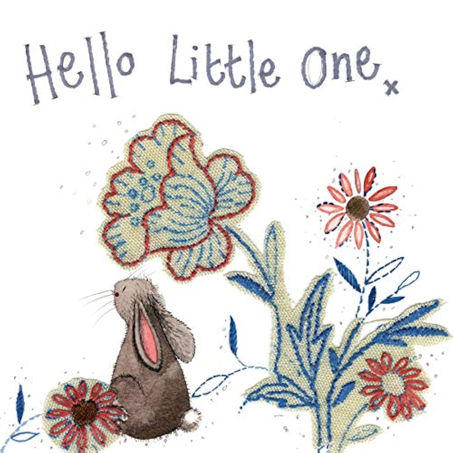 Alex Clark Hello Little One Baby Rabbit Card - Bunny - Floral - Baby Card - Nature - Greeting Card - Cards To Celebrate - Designed and Printed in the UK…