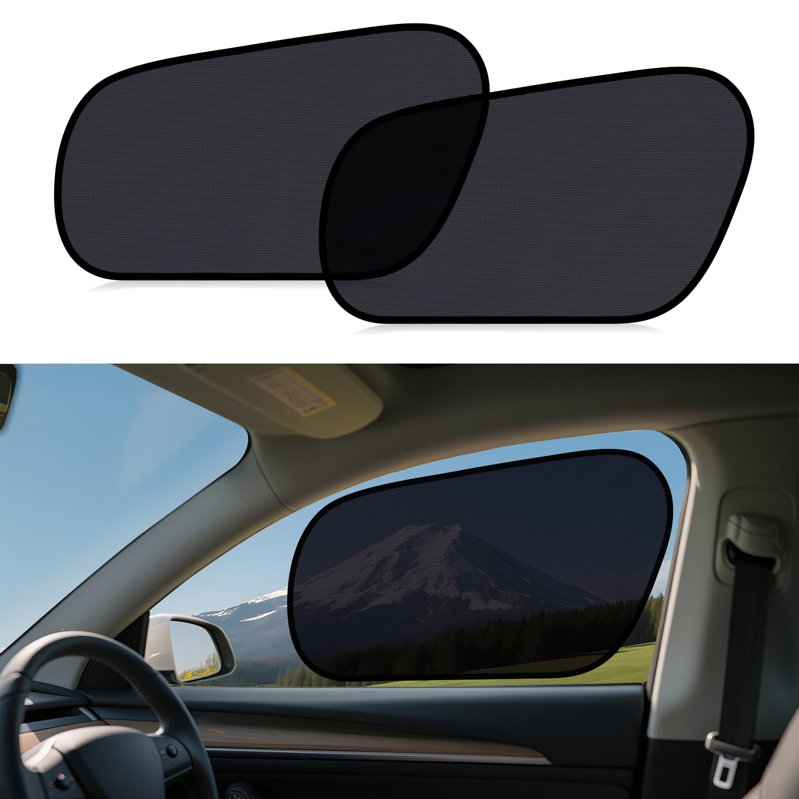 Photo 1 of ZATOOTO Tesla Model Y Window Shades for Front Window Sun Shade Semi Transparent Static Cling | Custom Fit 2020-2024 | 95% UV & Heat Block | Privacy Protection | No Adhesive, Tool-Free Install