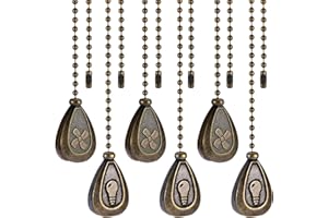 BoAn 6 Pack Bronzed Ceiling Fan Pull Chain Extension,12 Inches Decorative Fan Pull Chain Pendant Extension， with Ball Fan Chain Connector for Ceiling Fans and Lights（3 Light and 3 Fan）
