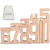 Amazon.com: Lasoba Wooden Number Building Blocks, Large Digit Blocks 1 ...