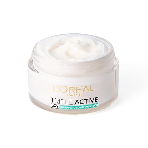 L'Oréal Paris Triple Active Day 24H Hydrating Moisturiser. Hydrate and Protect Normal & Combination Skin, Comforts skins, Formulated with Vitamin E & Ceramides 50ml