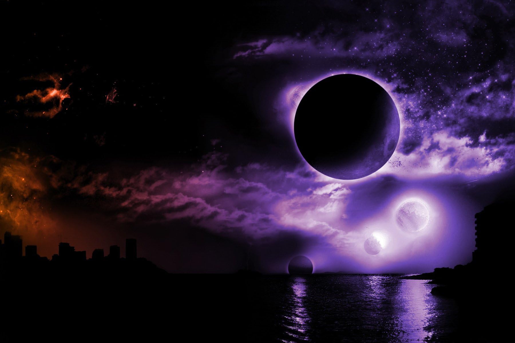 Premium 5D Paint With Diamonds Official Full Kit -"Purple Eclipse" - 30x20cm 100% Full Canvas Square Diamonds PWD Premium DIY Diamond Painting Kit for Adult Cross Stitch Lovers Plus Full Toolkit