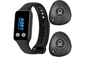 WNKRUN Wireless Restaurant Pager System Calling System with 1 Waterproof Watch Pager and 2 Call Buttons with Cancel Key