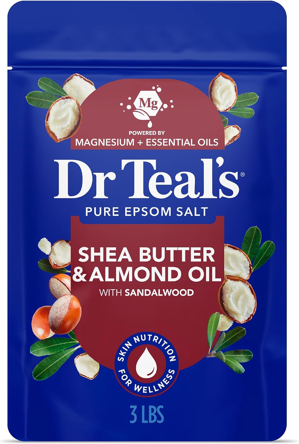 Dr Teal's Pure Epsom Salt Soaking Solution Shea Butter Almond Oil 3 Lbs