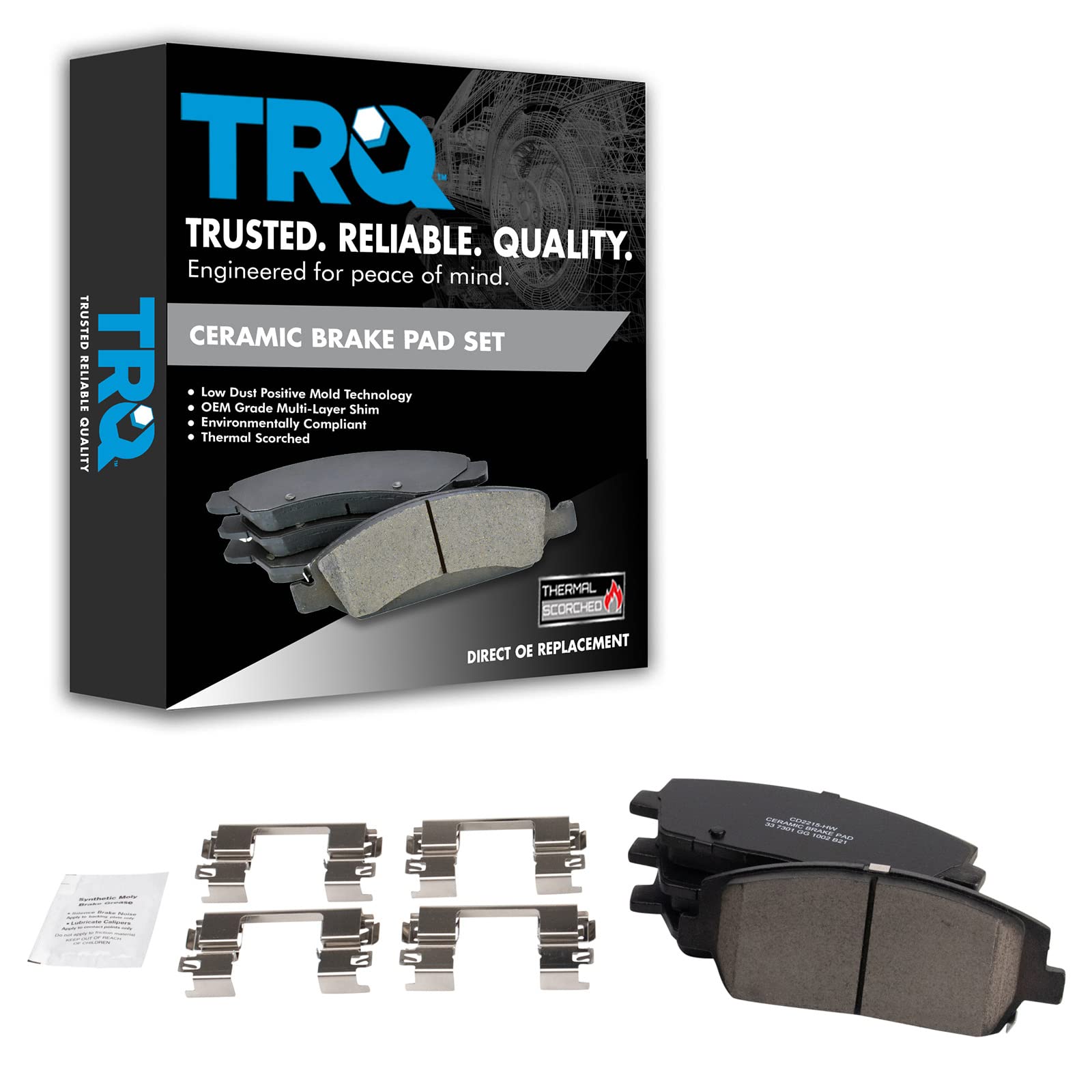 TRQ Front Brake Pads Ceramic Compatible with