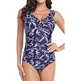 PERONA Women's One Piece Swimsuits Tummy Control Bathing Suits Ruffled Plus Size Swimwear