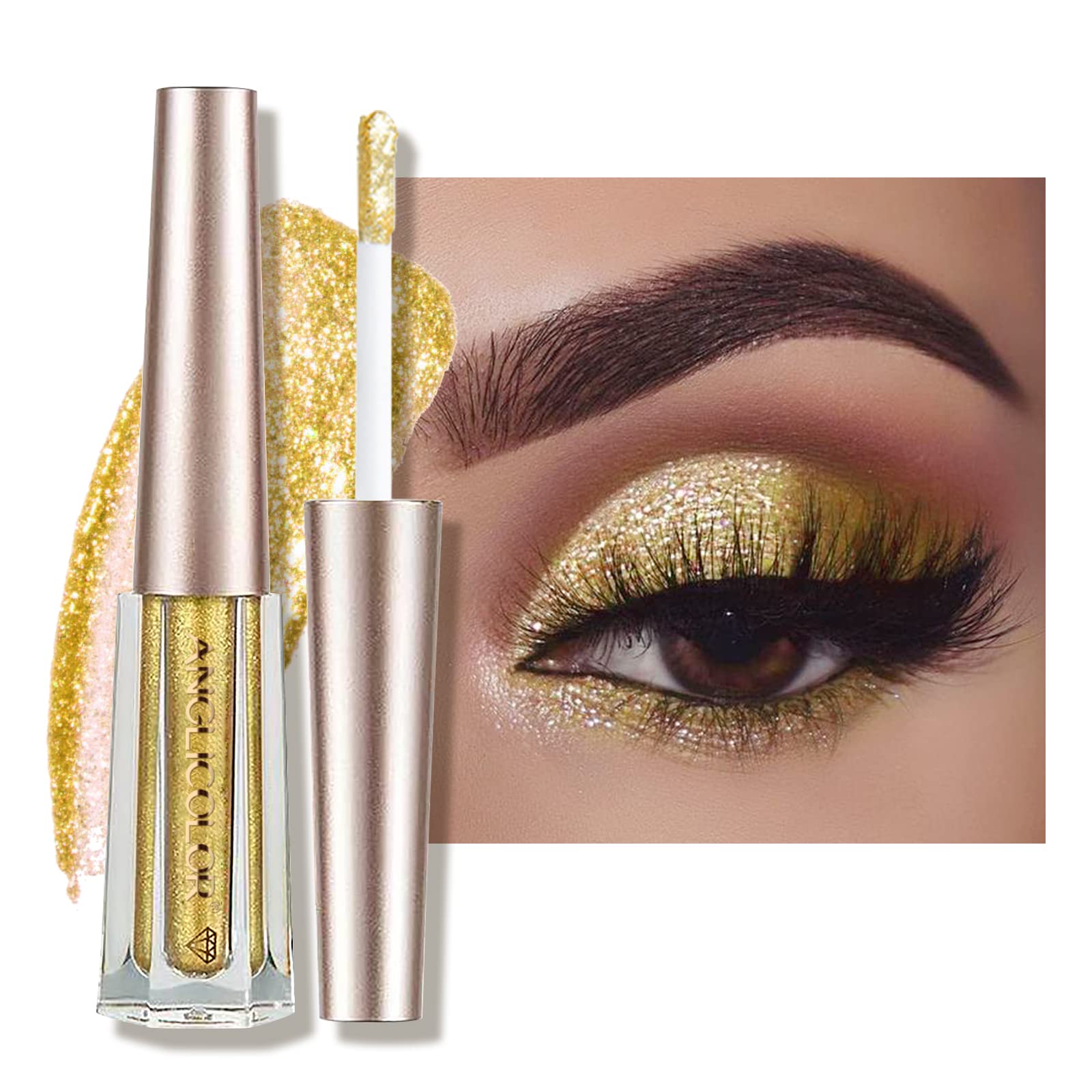 Anglicolor 3 colours Chameleon Eyeshadow Liquid Makeup,Metallic Changing Liquid Eyeshadow No Creasing Long-lasting Holographic Glitter Multichrome Eyeshadows (#A0002)