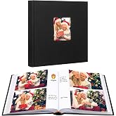 Aevdor 5x7 Photo Album, 240 Photos, Writing Space, Linen Cover, Black | Memo Area Beside Each Photo, 120 Pages, Two 5x7 Pockets per Page, Family, Wedding, Baby &amp; Travel Memories